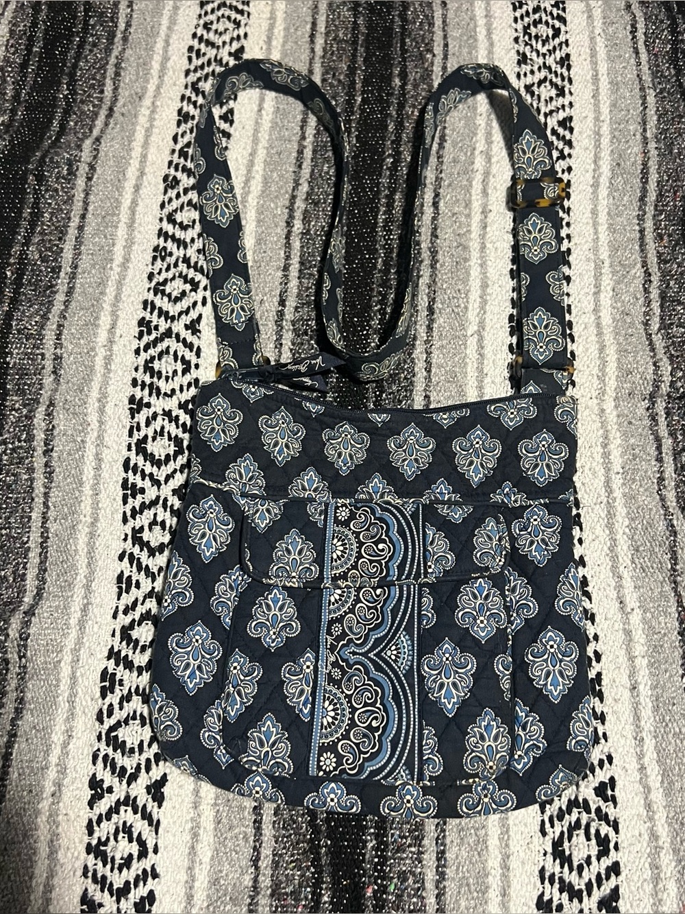 Vera Bradley Calypso Navy and Light Blue Paisley Crossbody Bag